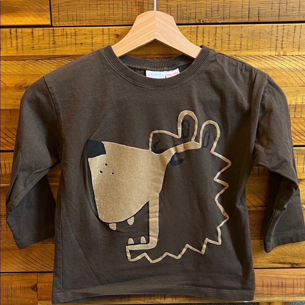 Zara Brown Bear Graphic Kids Shirt
